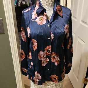VINCE PAINTED POPPY BLOUSE
